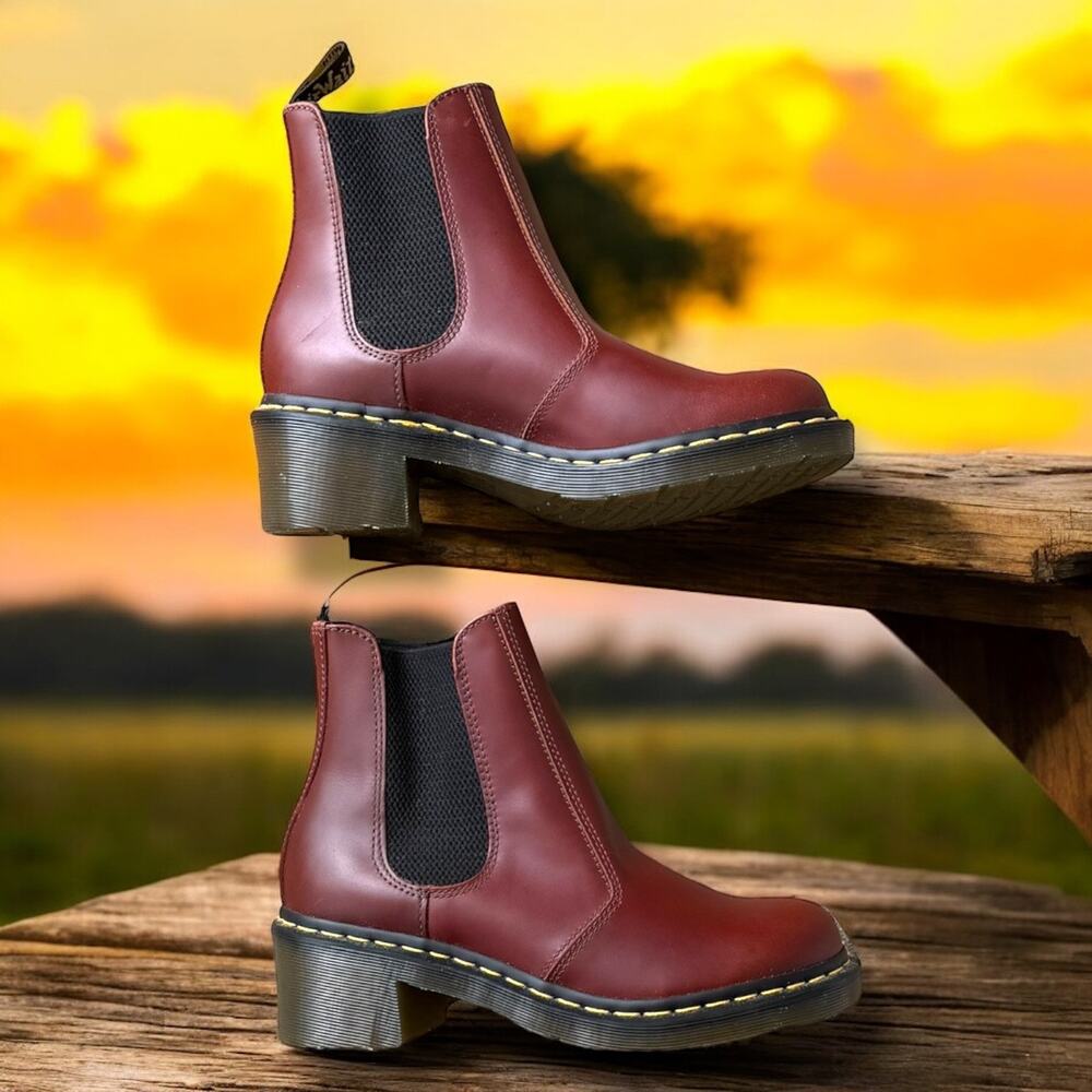 Dr. Martens Burgundy Chelsea Ankle Boots